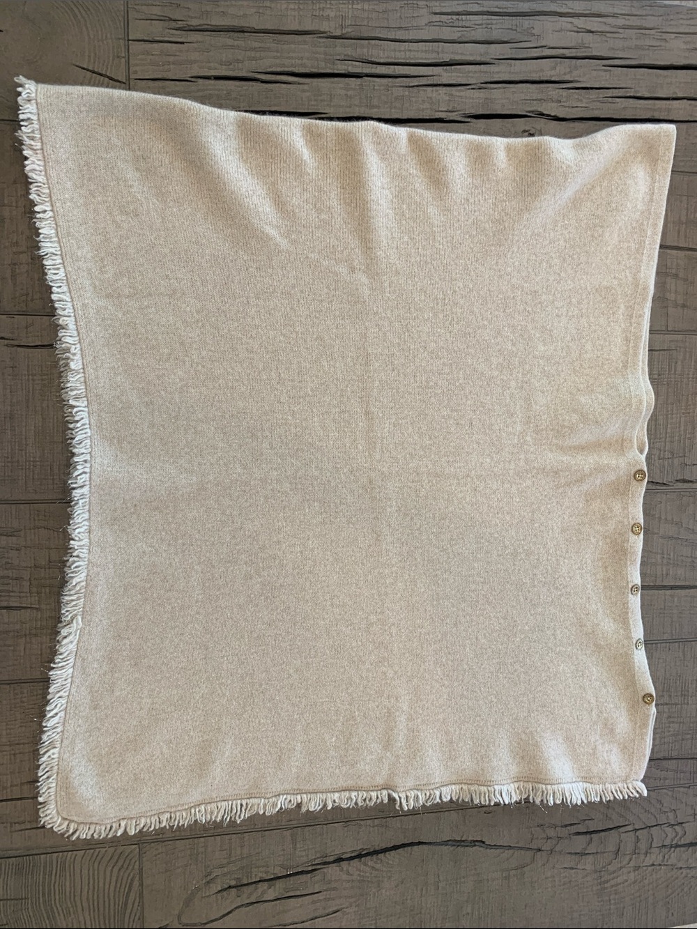 Lilly Pulitzer Harp Cashmere Fringe Poncho with Gold Button Accent